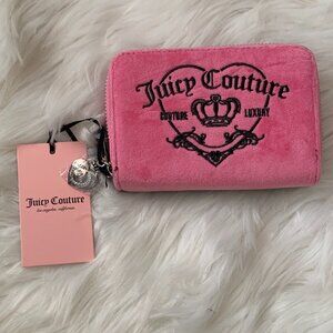 JUICY COUTURE Girlie Royalty Double Medium Zip Around Wallet in Hot Pink